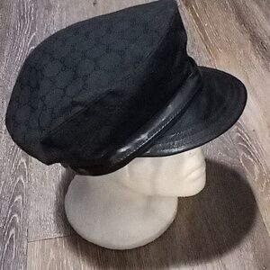 EUC: KOKIN; NEW YORK, AUTHENTIC VINTAGE, UNISEX FABRIC/LEATHER NEWSBOY CAP HAT!